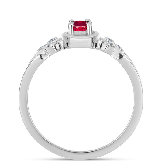 Pierścionek ze srebra próby 925 z malgaskim rubinem i białym topazem