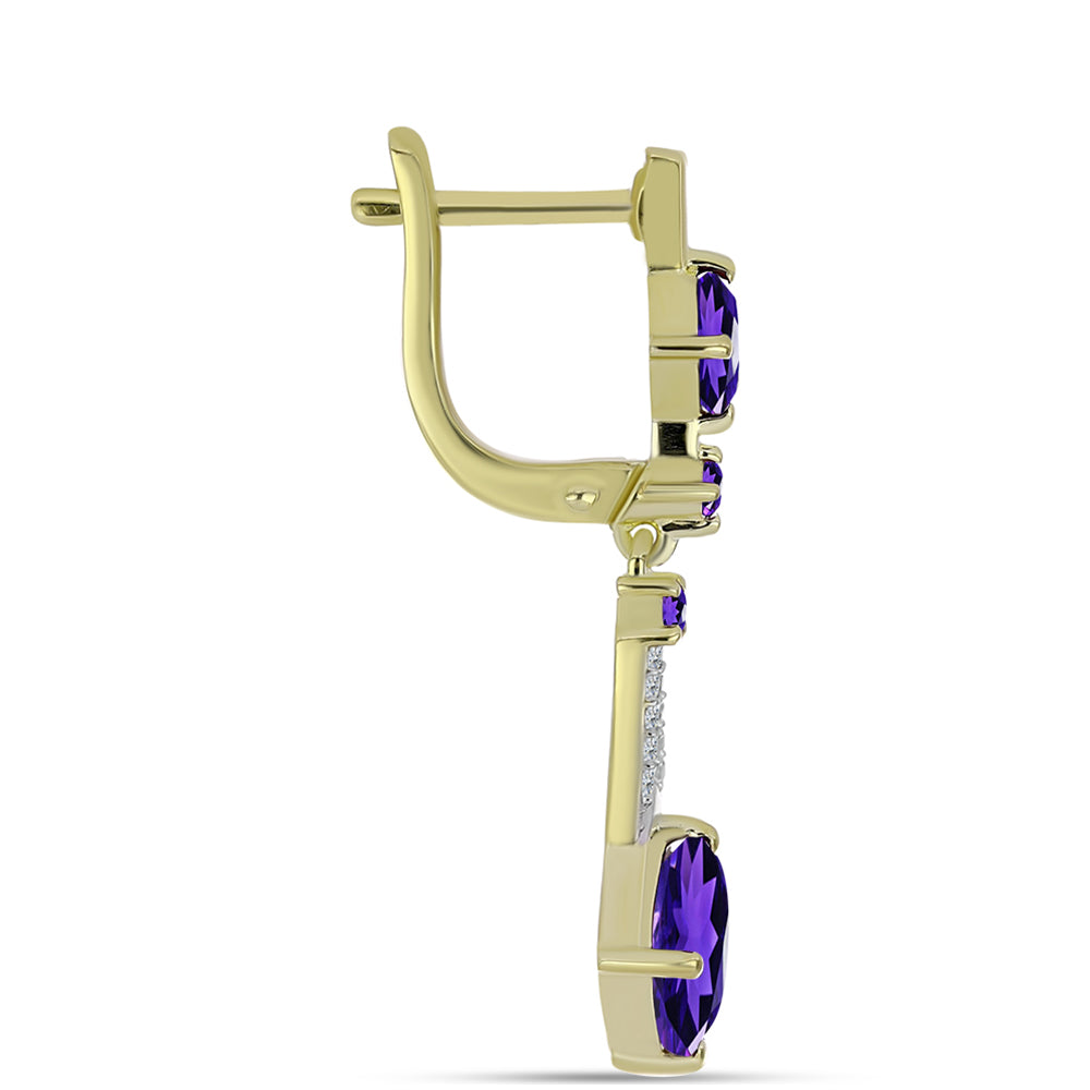 Kolczyki srebrne pozłacane z marokańskim ametystem i białym topazem