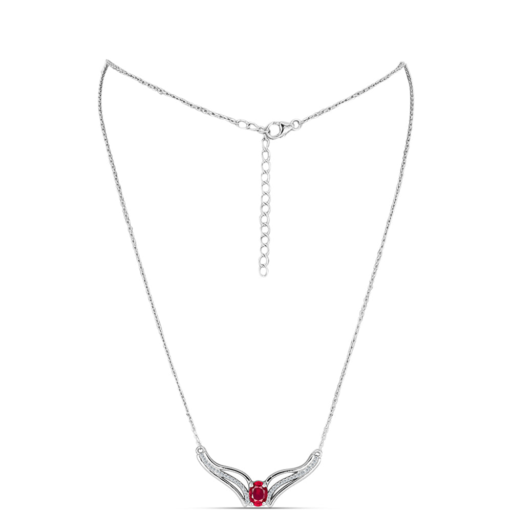 Naszyjnik ze srebra próby 925 z malgaskim rubinem i białym topazem