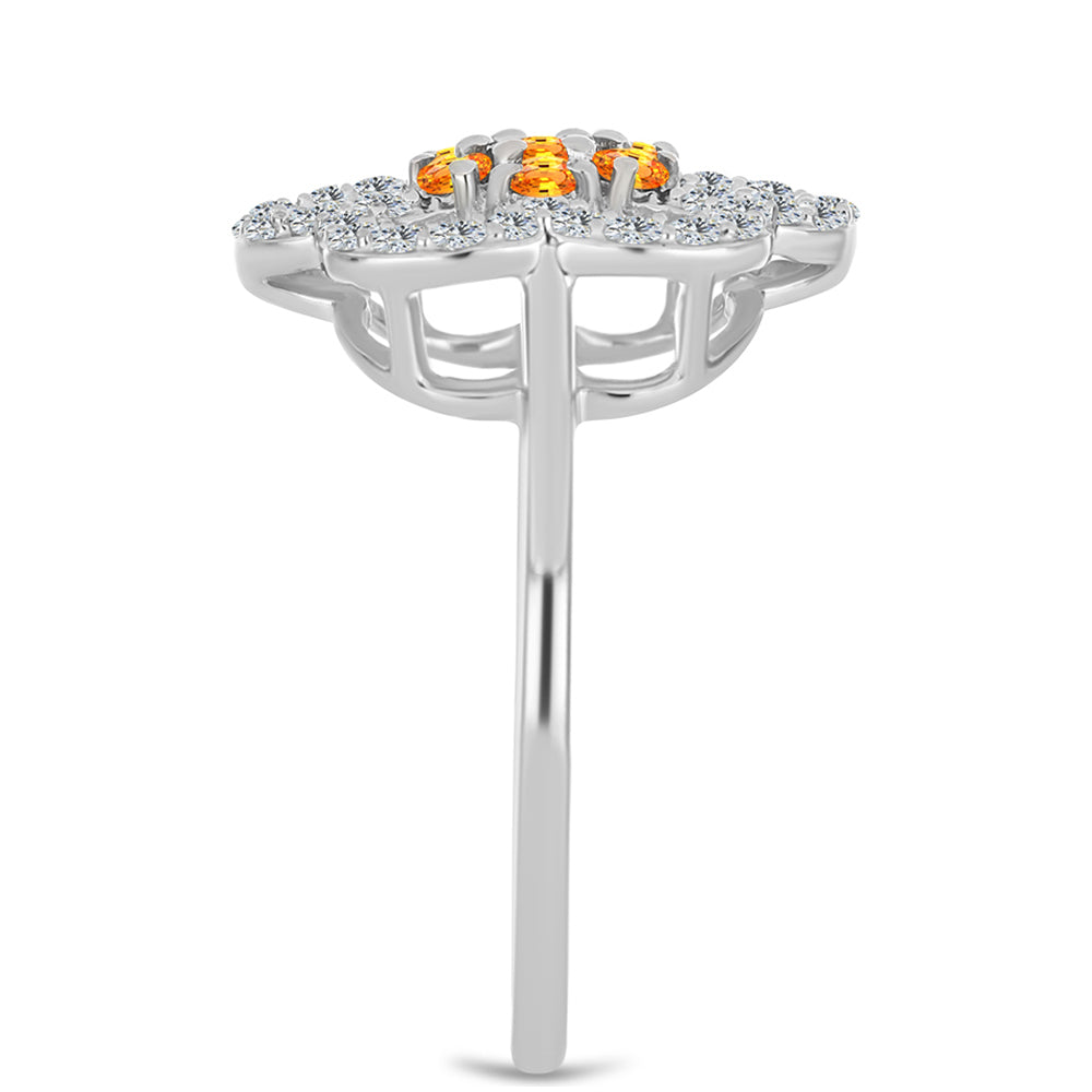 Pierścionek ze srebra próby 925 z szafirem padparadscha i białym topazem