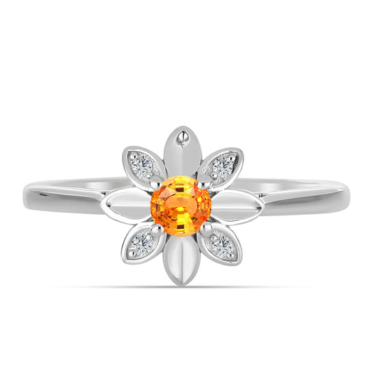 Pierścionek ze srebra próby 925 z szafirem padparadscha i białym topazem