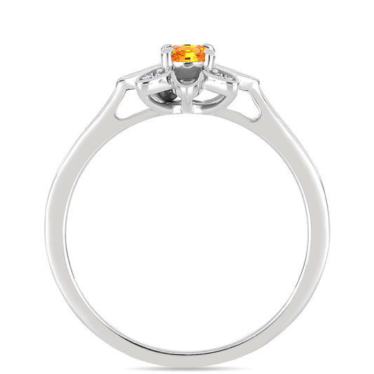 Pierścionek ze srebra próby 925 z szafirem padparadscha i białym topazem