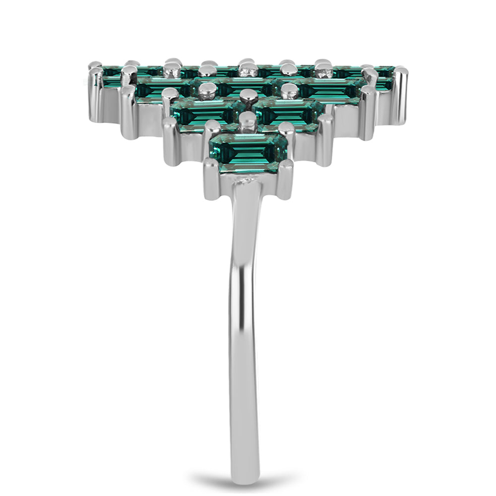 Pierścionek ze srebra próby 925 z zielononiebieskim Mossanitem