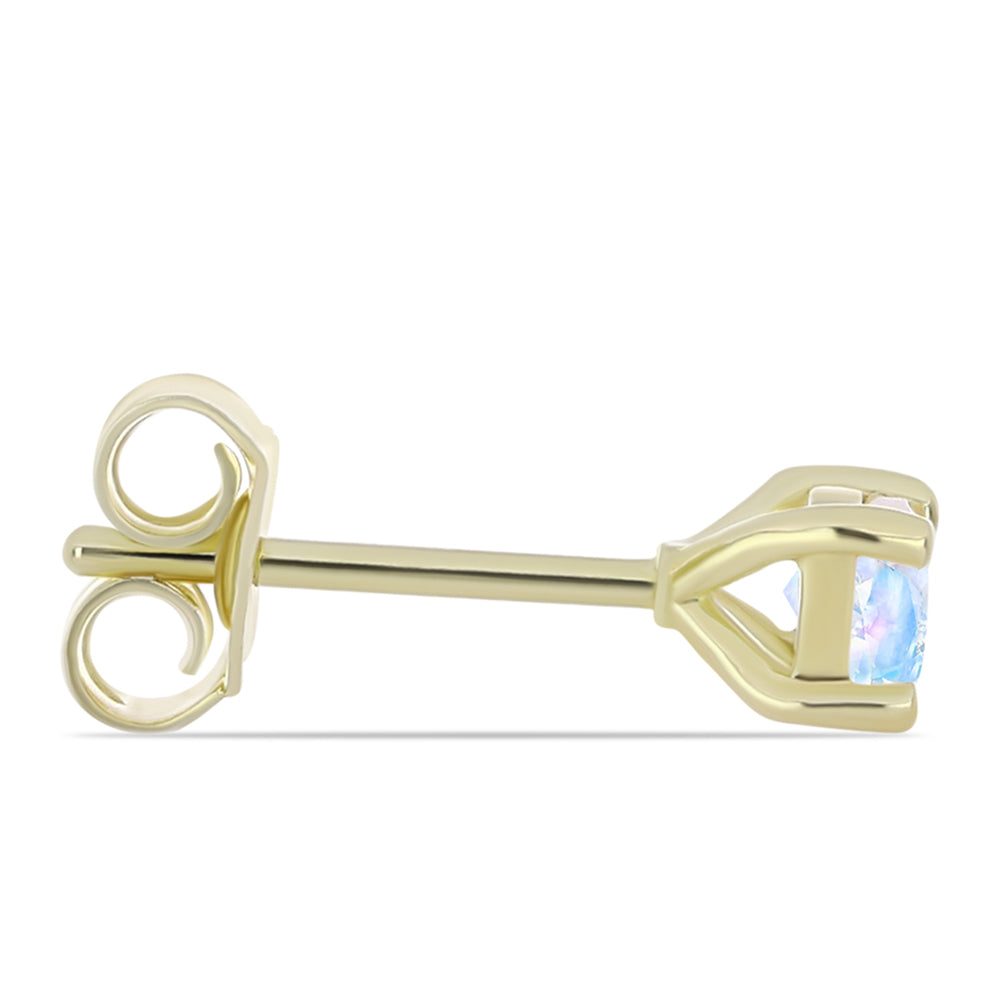 Kolczyki srebrne pozłacane z tęczowym kamieniem księżycowym