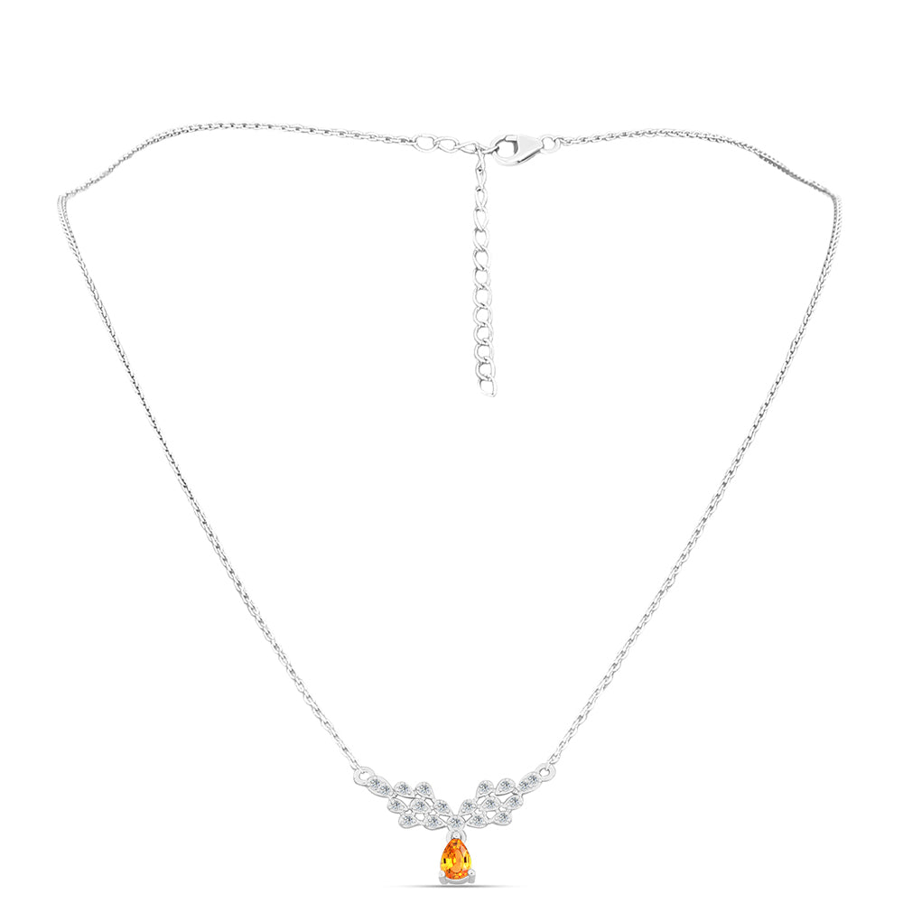 Naszyjnik ze srebra próby 925 z szafirem padparadscha i białym topazem