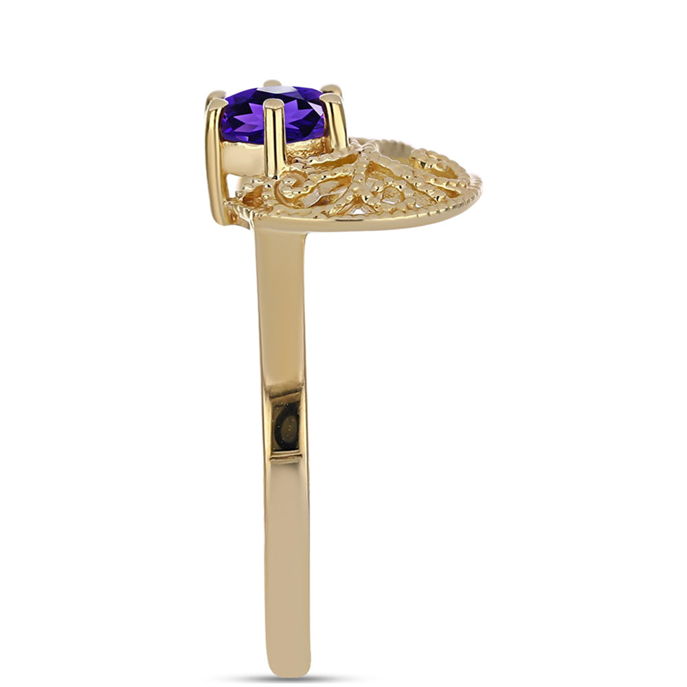 Pierścionek srebrny pozłacany z marokańskim ametystem