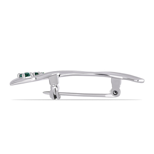 Broszka ze srebra próby 925 z zielononiebieskim Mossanitem