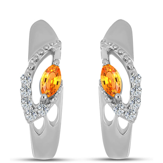 Kolczyki ze srebra próbe 925 z szafirem padparadscha i białym topazem