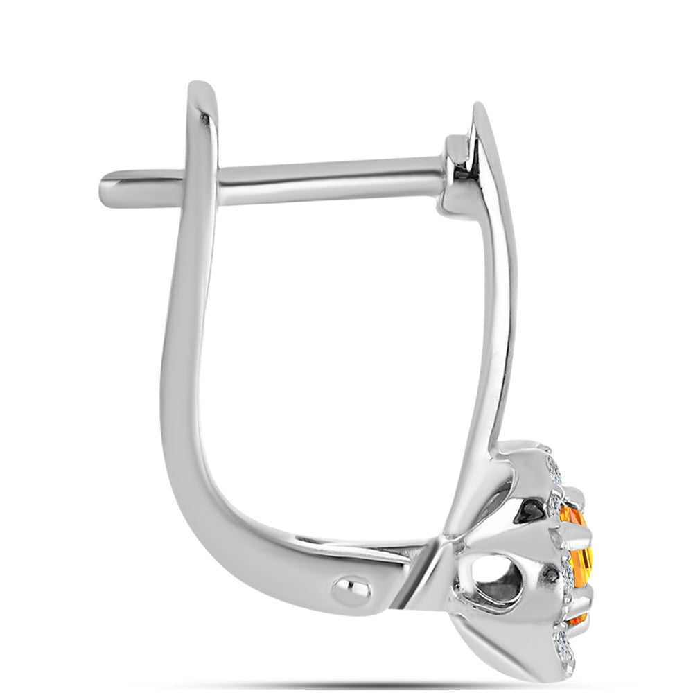 Kolczyki ze srebra próbe 925 z szafirem padparadscha i białym topazem