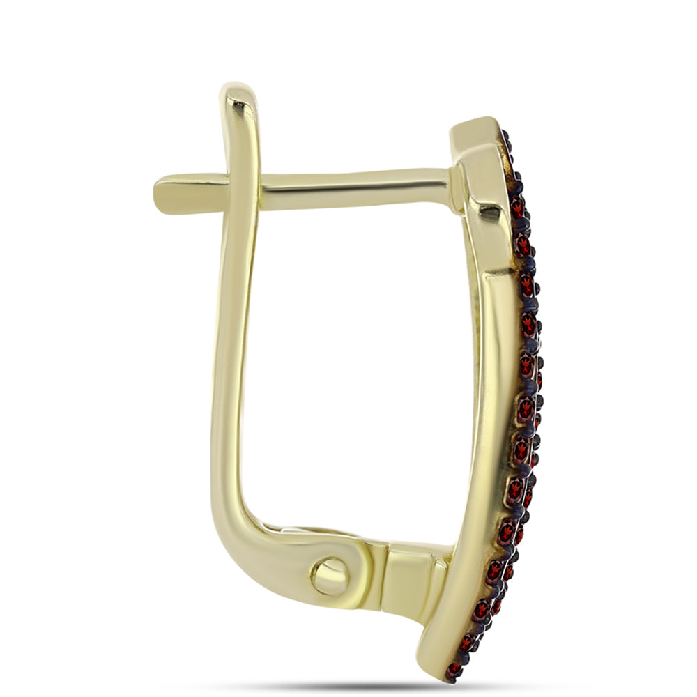 Kolczyki srebrne pozłacane z granatem