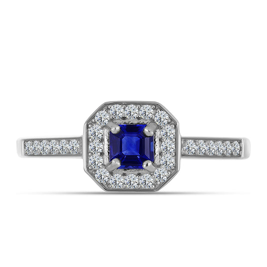 Pierścionek ze srebra próby 925 z australijskim niebieskim szafirem i białym topazem