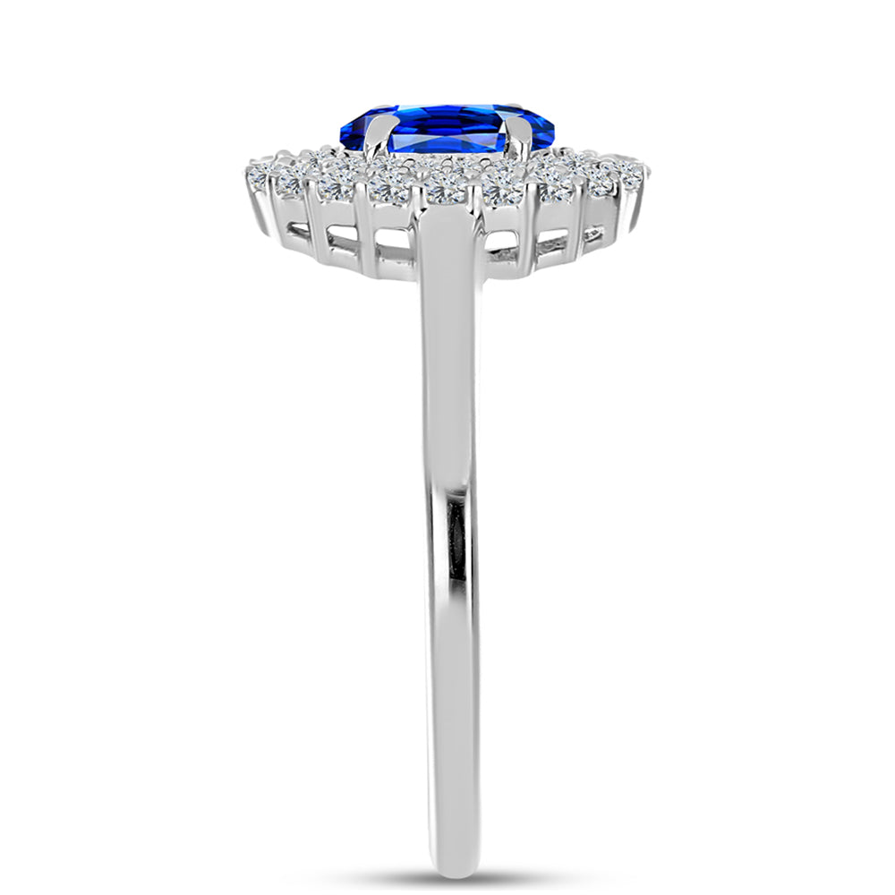 Pierścionek ze srebra próby 925 z australijskim niebieskim szafirem i białym topazem