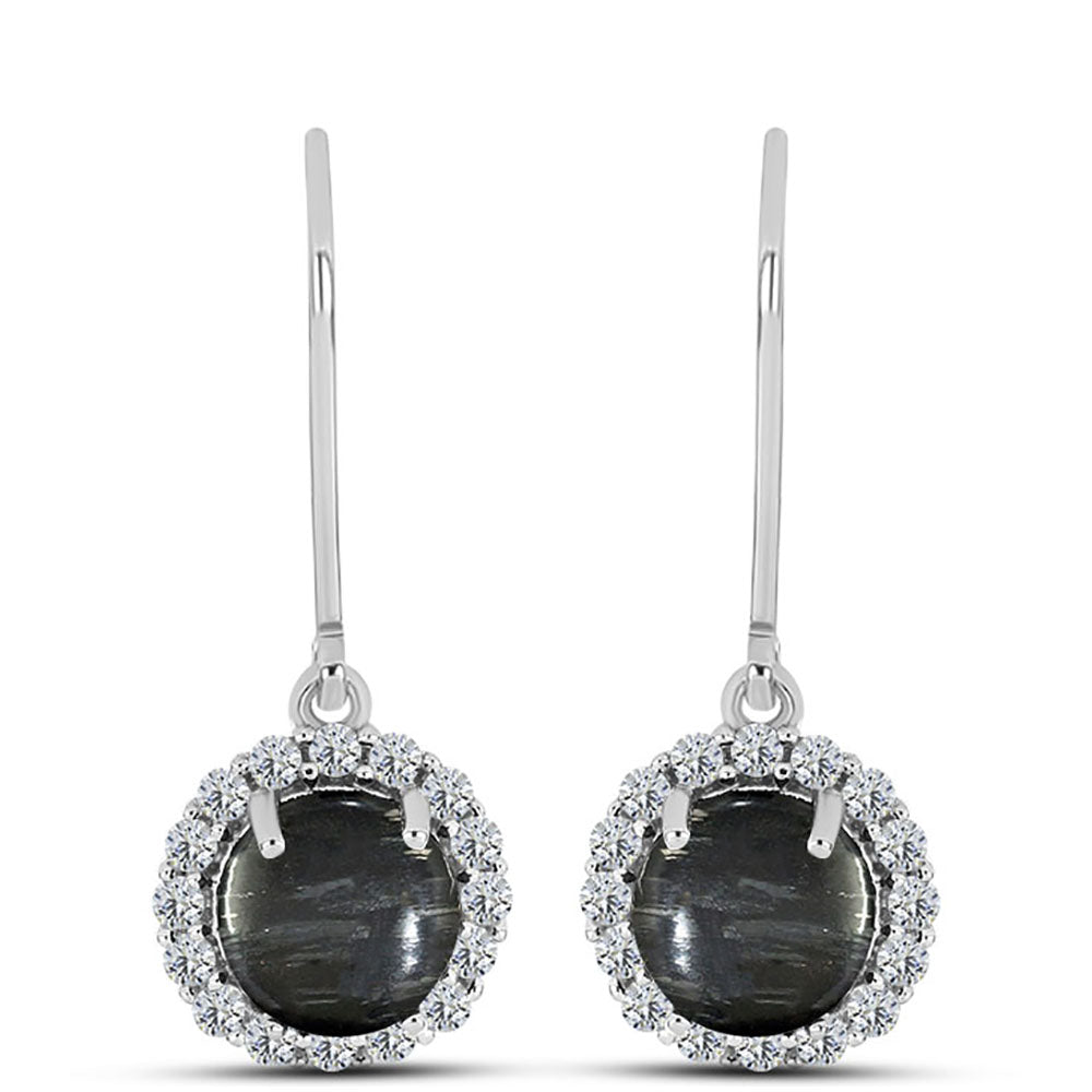 Kolczyki ze srebra próbe 925 z jaspisem i białym topazem