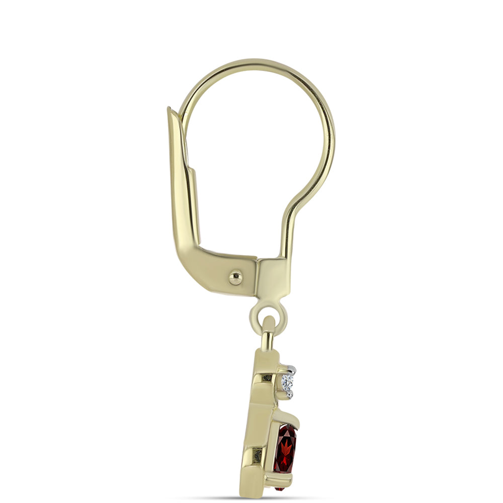 Kolczyki srebrne pozłacane z granatem i białym topazem