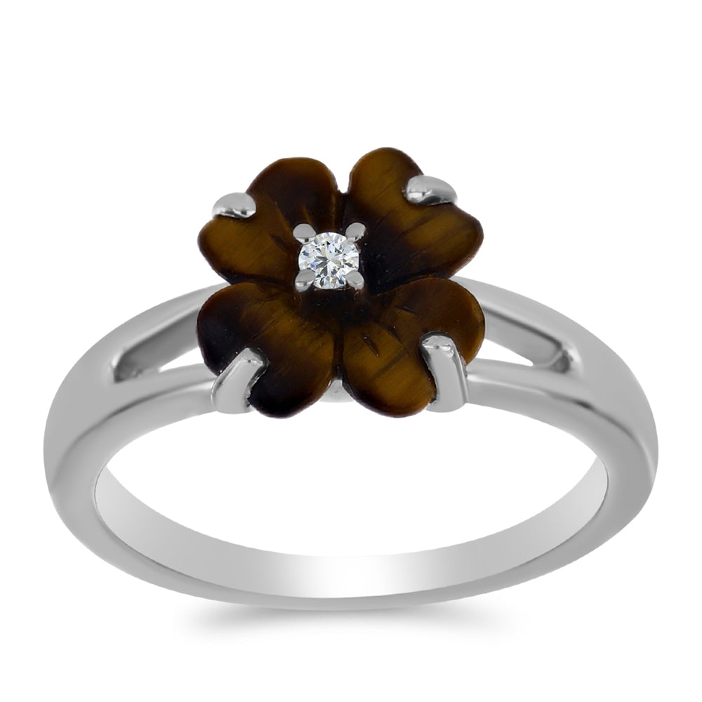 Pierścionek ze srebra próby 925 z jaspisem i białym topazem 3