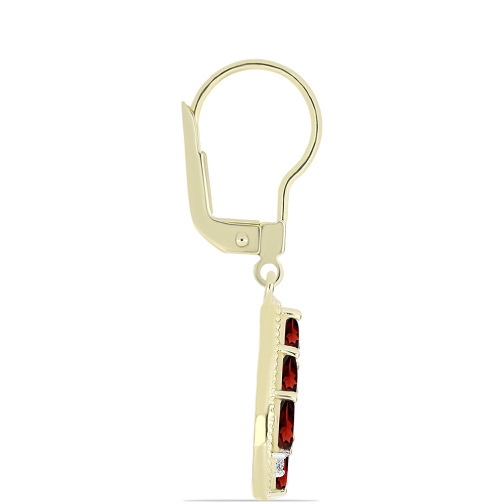 Kolczyki srebrne pozłacane z granatem i białym topazem