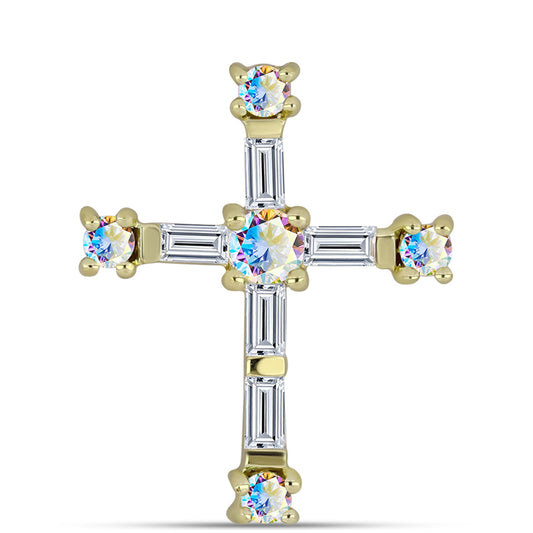 Zawieszka srebrna pozłacana z lodowym moissanitem i białym cyrkonem