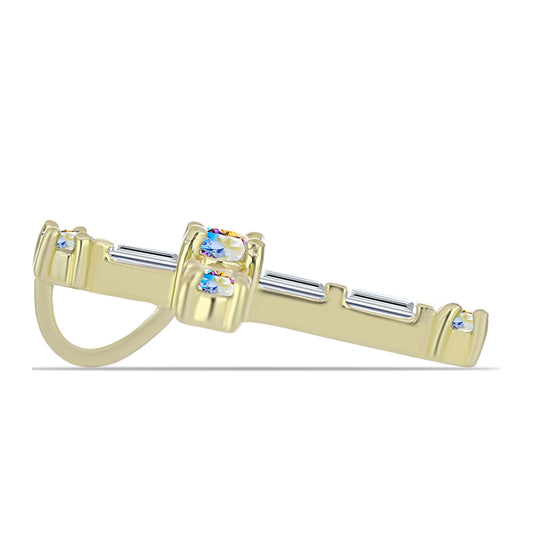 Zawieszka srebrna pozłacana z lodowym moissanitem i białym cyrkonem