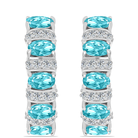 Kolczyki ze srebra próbe 925 z kwarcem Paraiba i białym topazem