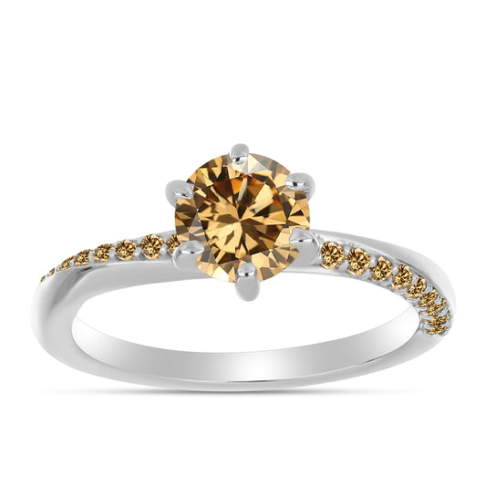 Pierścionek ze srebra próby 925 z szampańskim mossanitem