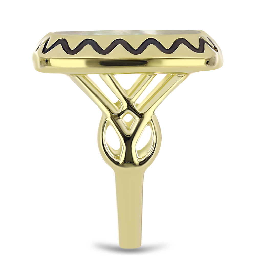 Pierścionek srebrny pozłacany z matką pereł