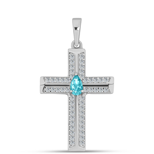 Zawieszka ze srebra próba 925 z kwarcem Paraiba i białym topazem