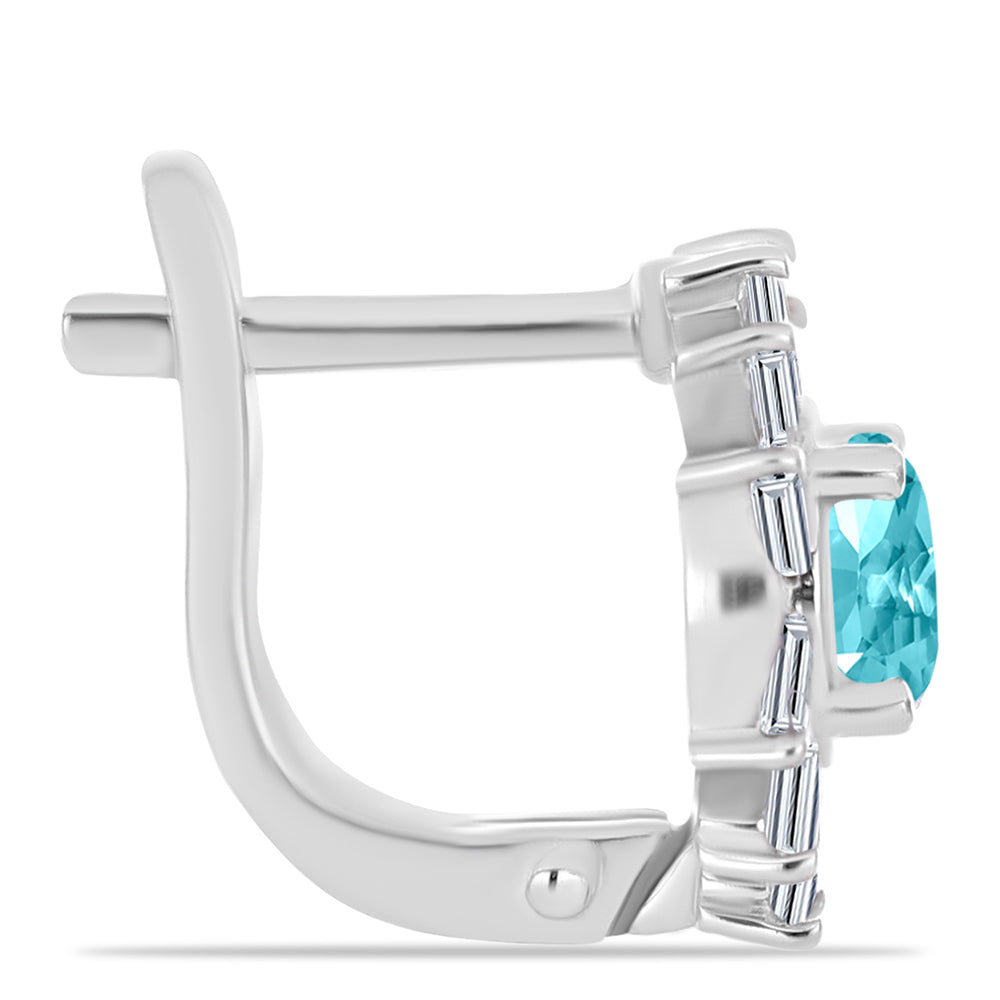 Kolczyki ze srebra próbe 925 z kwarcem Paraiba i białym cyrkonem