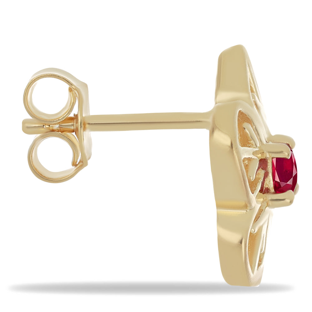 Kolczyki srebrne pozłacane z rubelitem