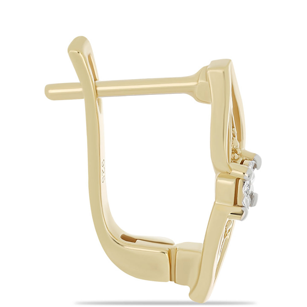 Kolczyki srebrne pozłacane z białym diamentem