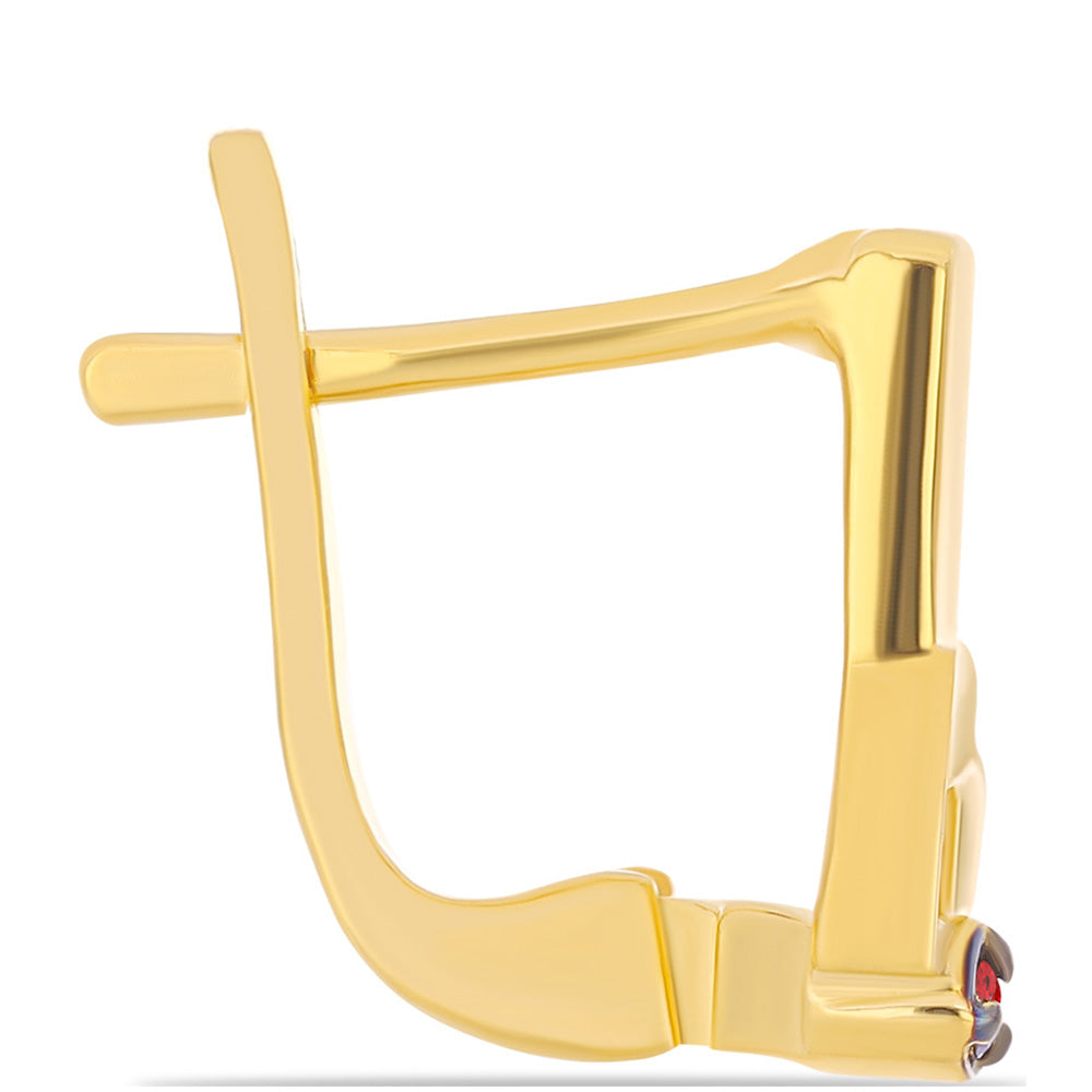 Kolczyki srebrne pozłacane z czerwonym diamentem