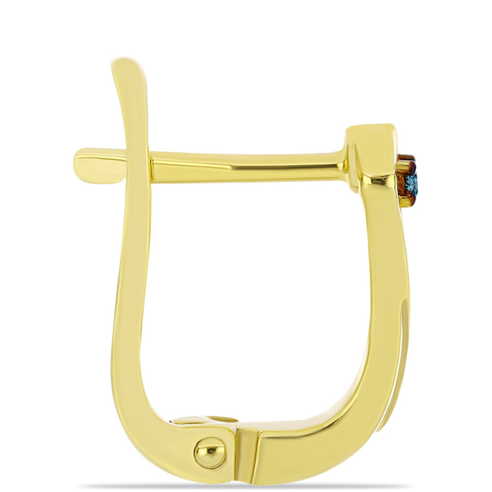 Kolczyki srebrne pozłacane z niebieskim diamentem