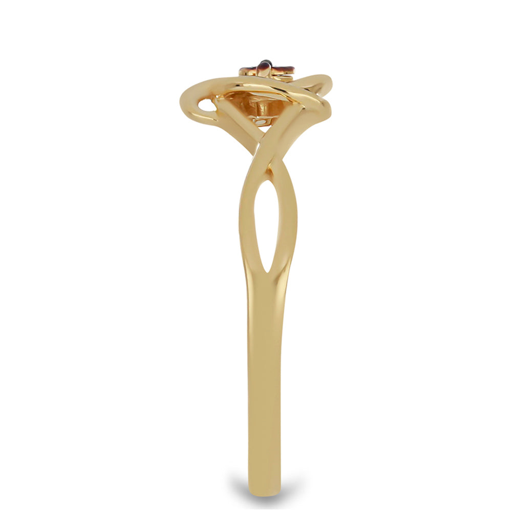 Pierścionek srebrny pozłacany z niebieskim diamentem