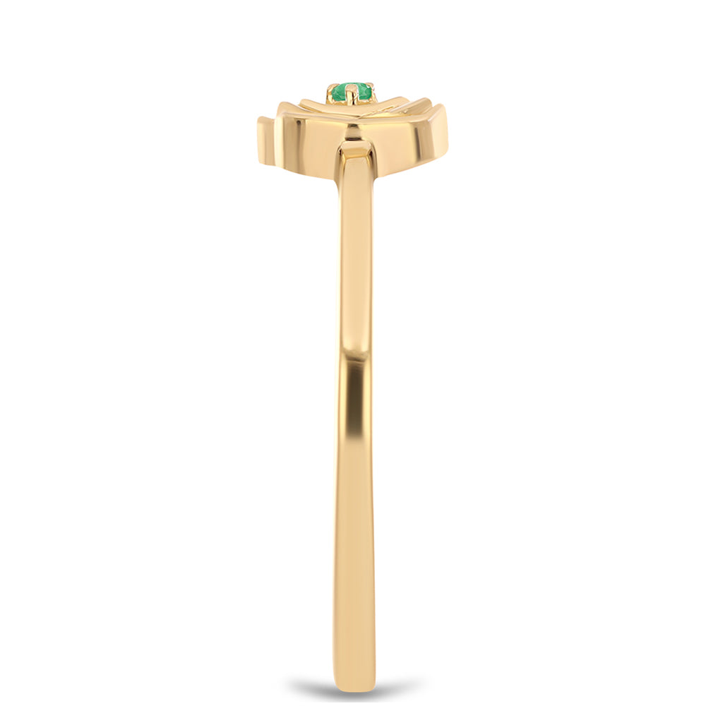 Pierścionek srebrny pozłacany z brazylijskim szmaragdem