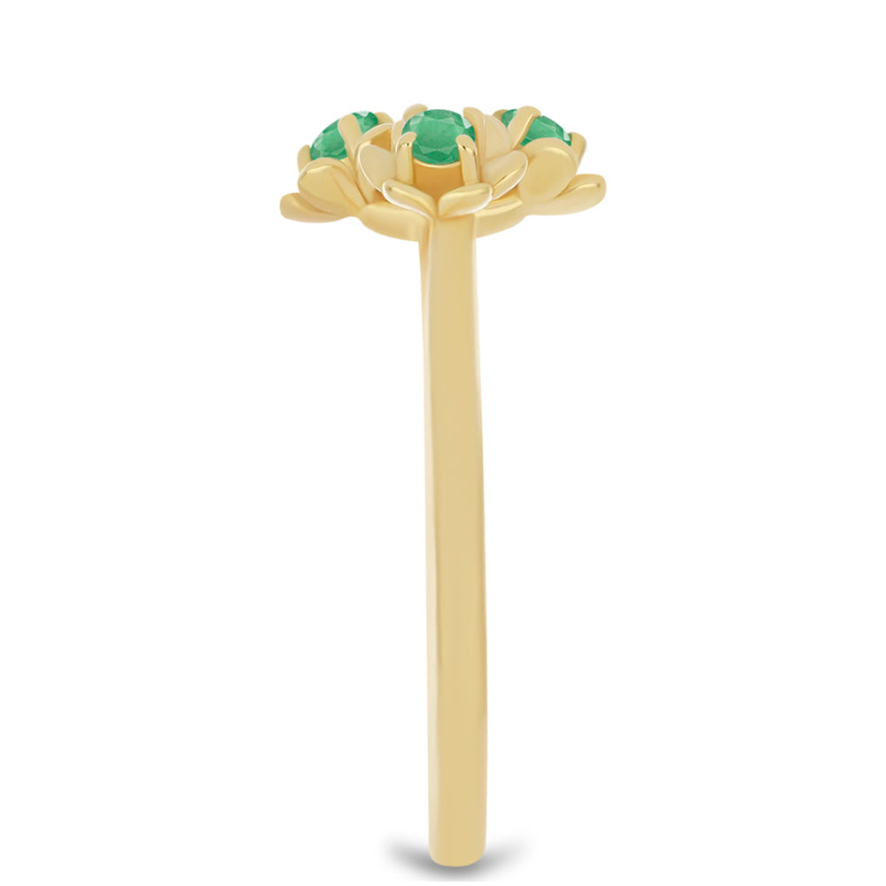 Pierścionek srebrny pozłacany z brazylijskim szmaragdem