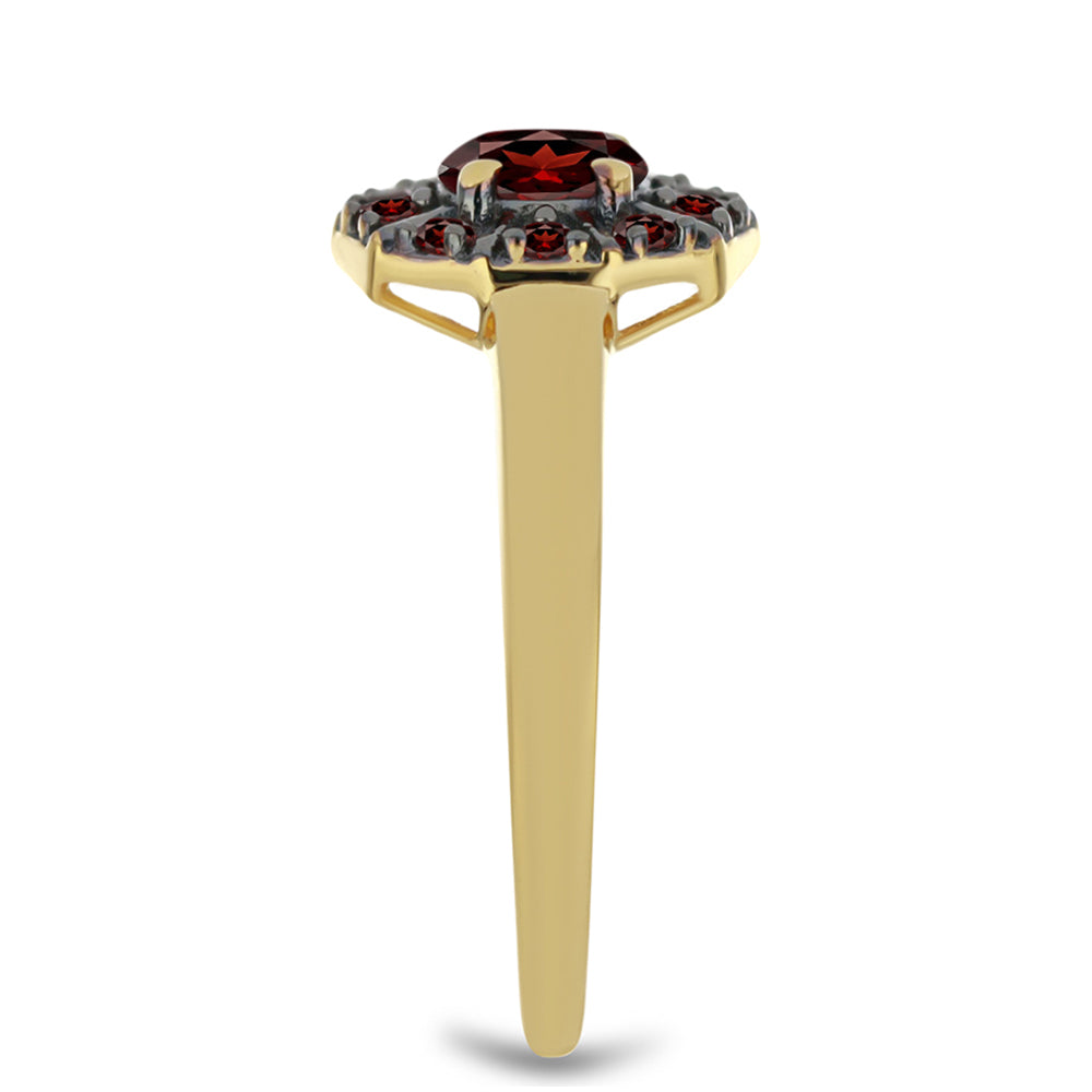 Pierścionek srebrny pozłacany z granatem