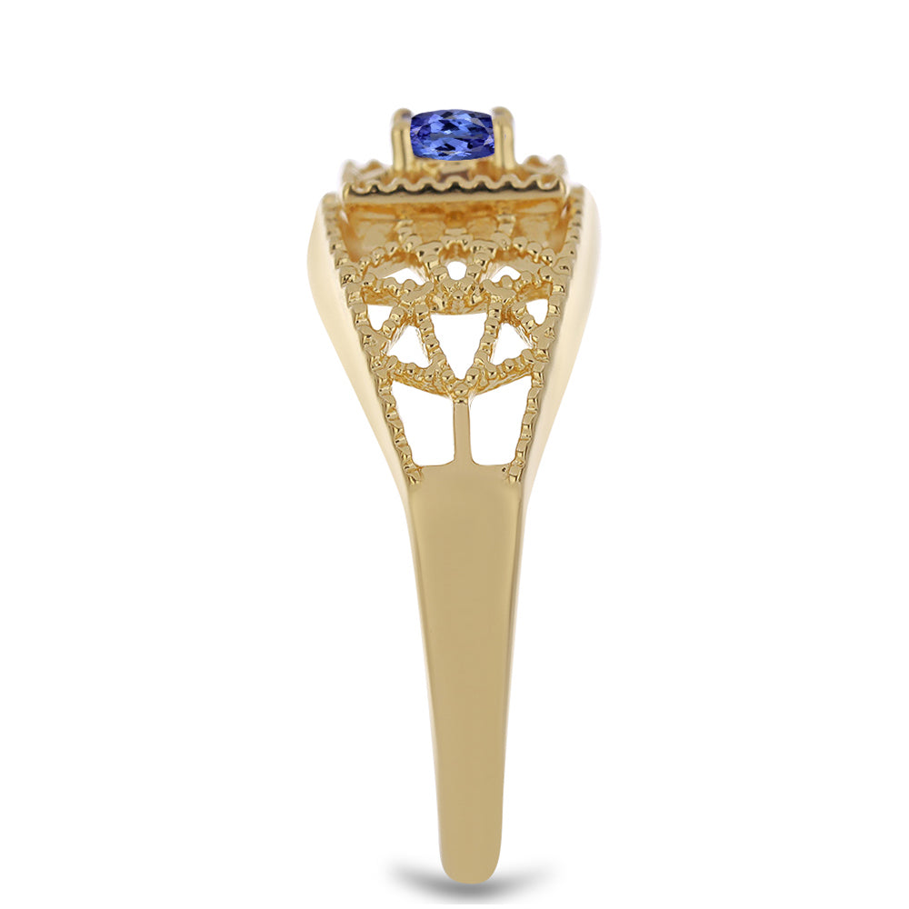 Pierścionek srebrny pozłacany z tanzanitem