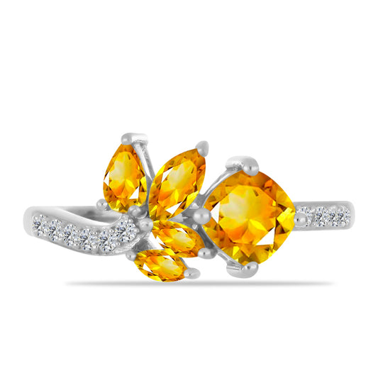 Pierścionek ze srebra próby 925 z cytrynem uralskim i białym topazem