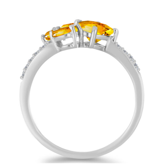 Pierścionek ze srebra próby 925 z cytrynem uralskim i białym topazem