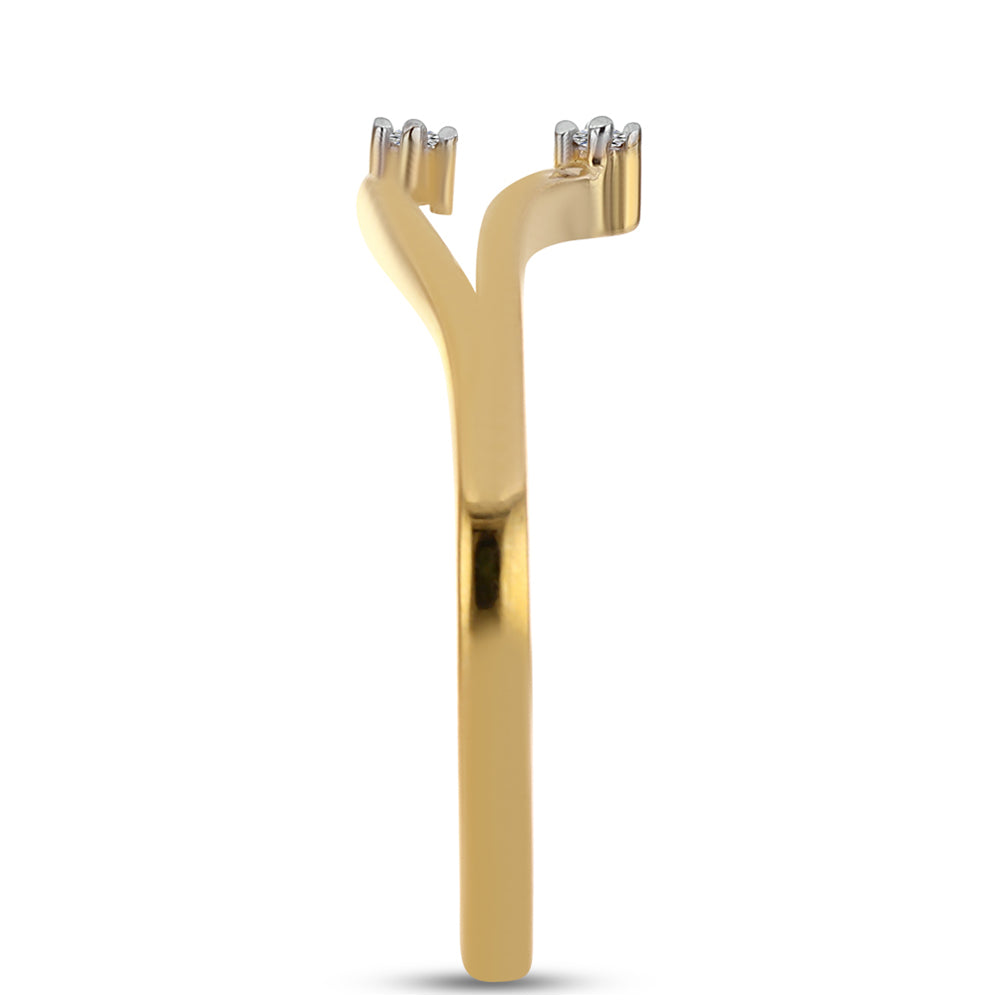 Pierścionek srebrny pozłacany z białym diamentem