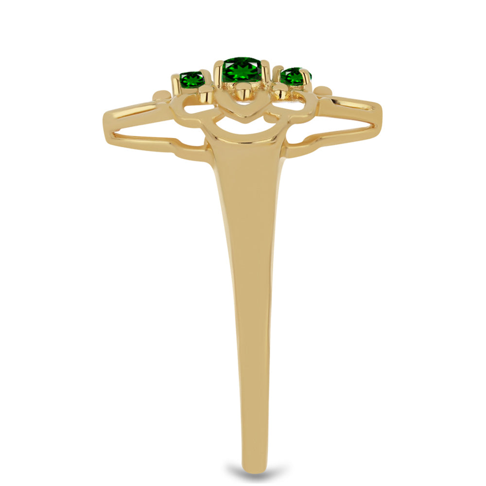 Pierścionek srebrny pozłacany z chromowym diopsydem