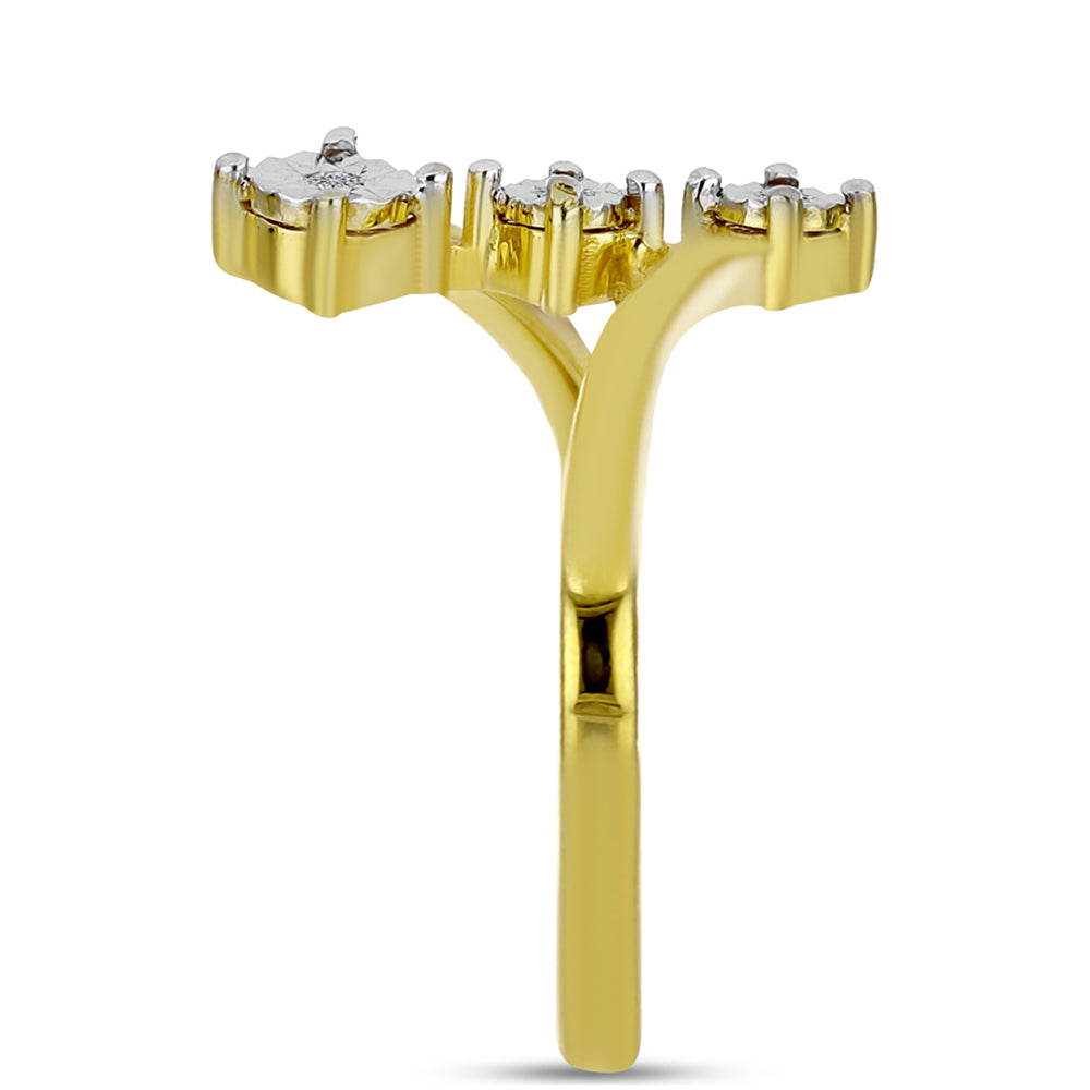 Pierścionek srebrny pozłacany z białym diamentem