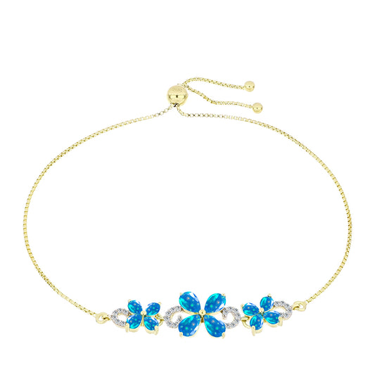 Bransoletka srebrna pozłacana z rajskim opalem etiopskim i białym topazem