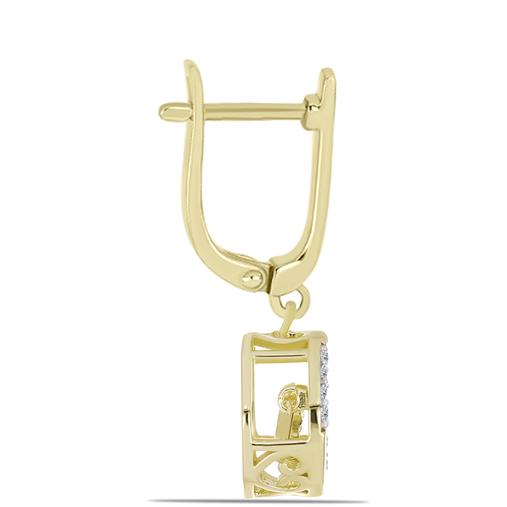 Kolczyki srebrne pozłacane z białym diamentem i białym topazem