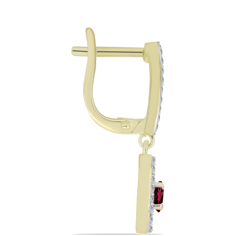 Kolczyki srebrne pozłacane z granatem rodolitem i białym topazem