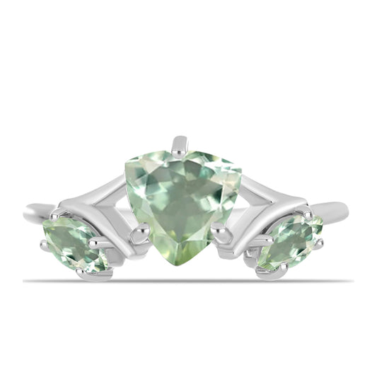 Pierścionek ze srebra próby 925 z zielonym ametystem