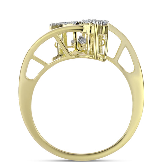 Pierścionek srebrny pozłacany z białym diamentem i białym topazem