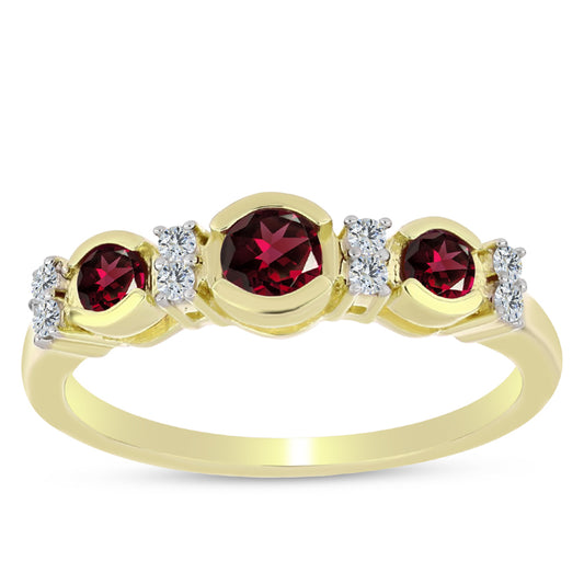 Pierścionek srebrny pozłacany z granatem rodolitem i białym topazem