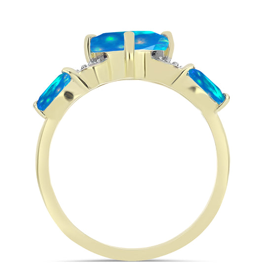 Pierścionek srebrny pozłacany z rajskim opalem etiopskim i białym topazem