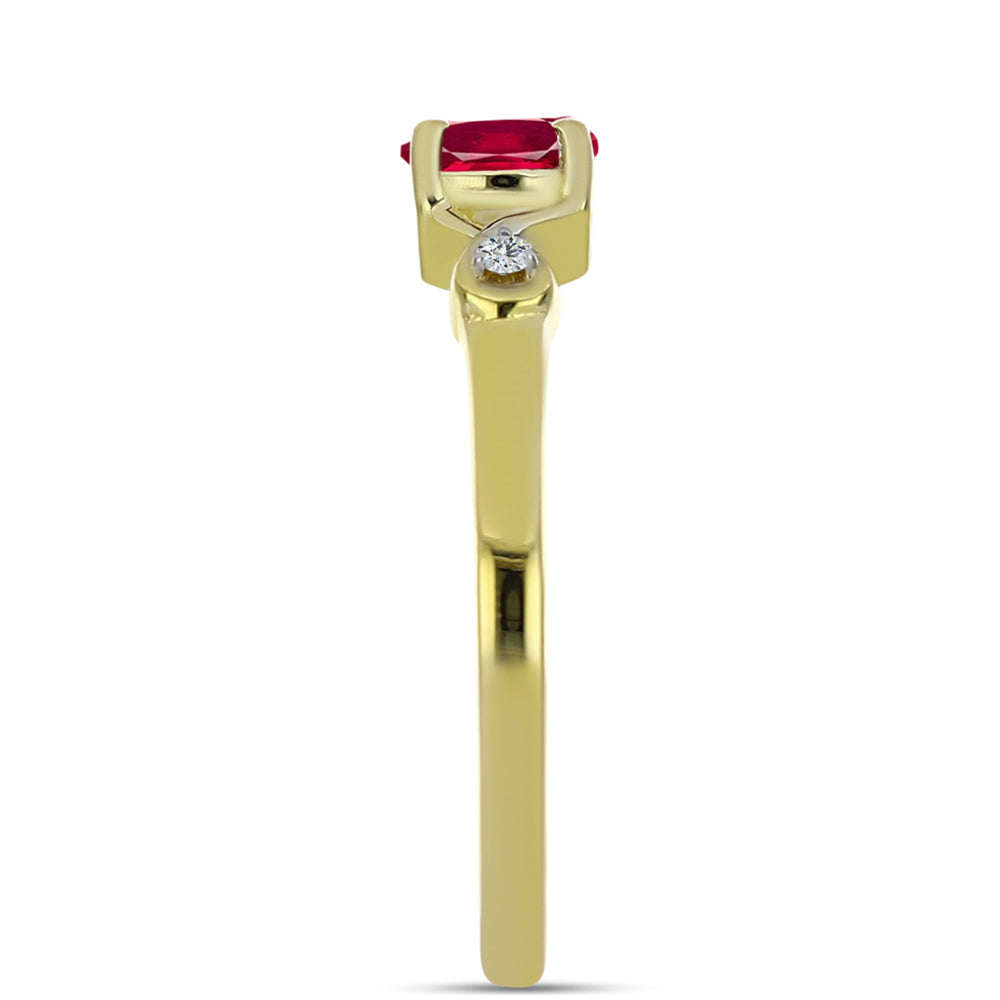 Pierścionek srebrny pozłacany z malgaskim rubinem i białym topazem