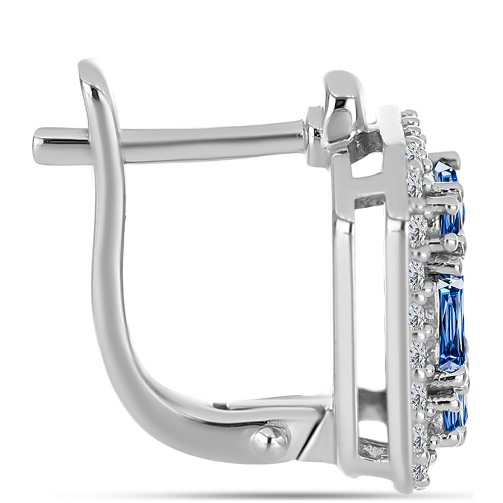 Kolczyki ze srebra próbe 925 z moissanitem w kolorze oceanicznym i białym topazem